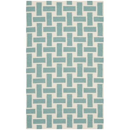 Safavieh Dhurries Hand Woven Flat Weave Accent Rug Turquoise & Ivory - 3 x 5 ft. DHU201A-3